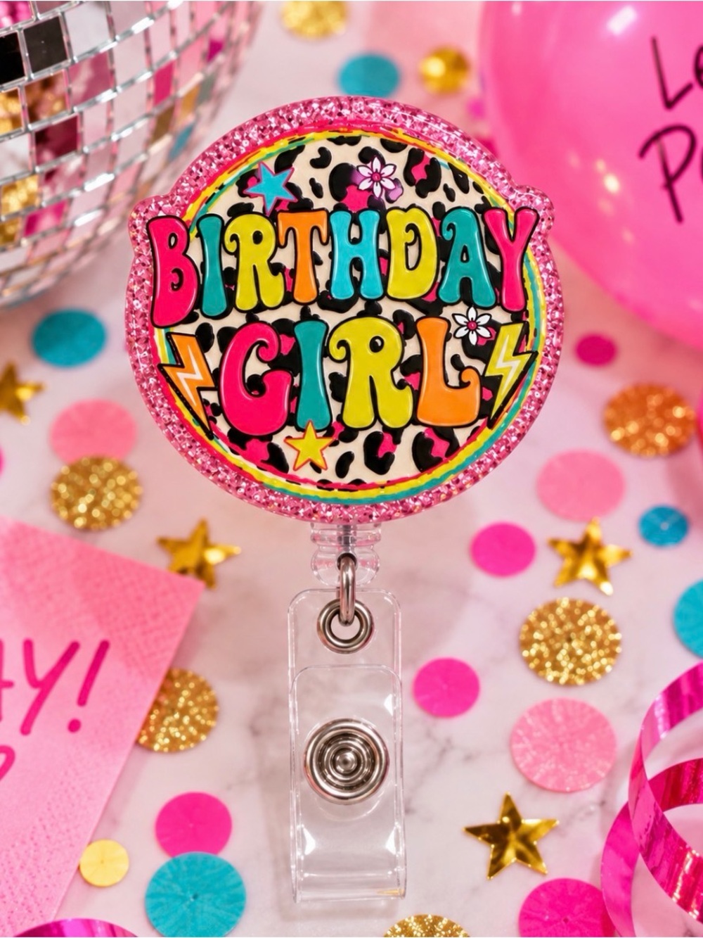 Birthday Girl Glitter Badge Reel